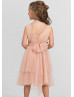 Pleated Tulle Tea Length Tiered Skirt Flower Girl Dress